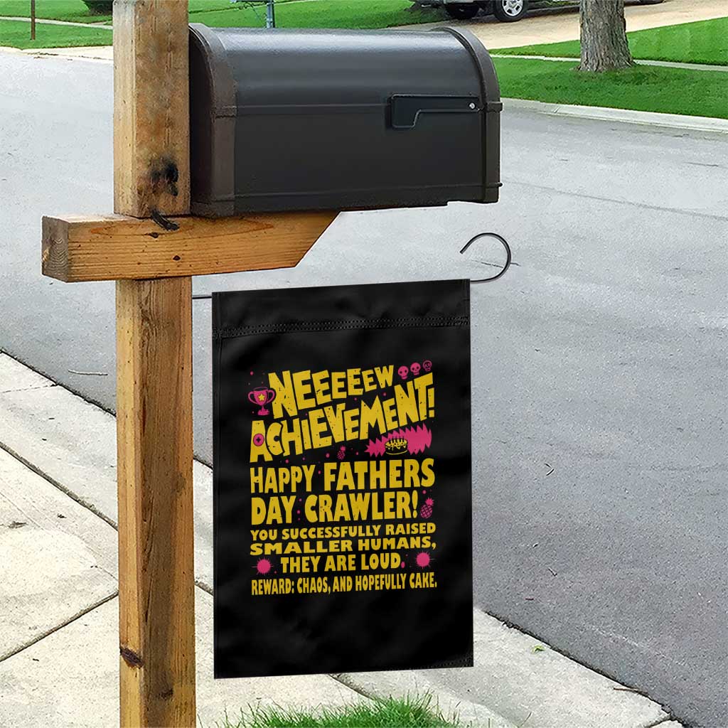 New Achievement Happy Fathers Day Crawler Garden Flag Funny Gamer Dad LitRPG Gaming Milestone