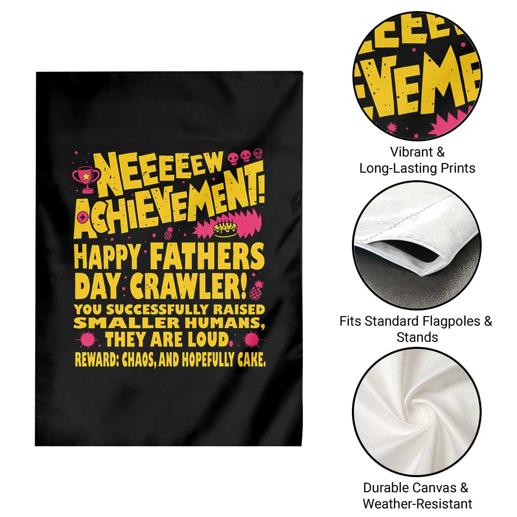 New Achievement Happy Fathers Day Crawler Garden Flag Funny Gamer Dad LitRPG Gaming Milestone
