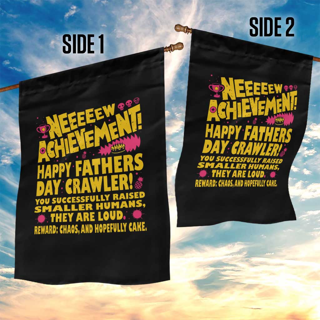 New Achievement Happy Fathers Day Crawler Garden Flag Funny Gamer Dad LitRPG Gaming Milestone