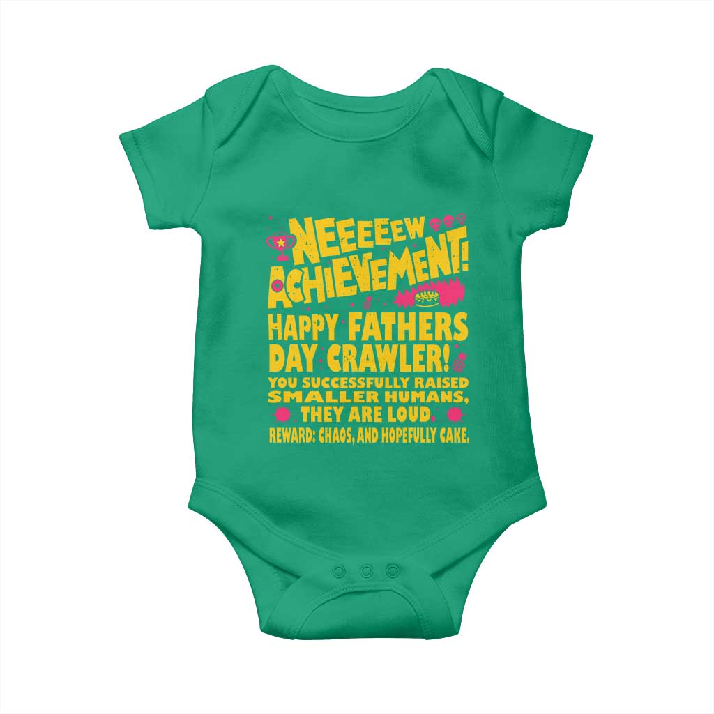 New Achievement Happy Fathers Day Crawler Baby Onesie Funny Gamer Dad LitRPG Gaming Milestone