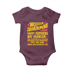 New Achievement Happy Fathers Day Crawler Baby Onesie Funny Gamer Dad LitRPG Gaming Milestone