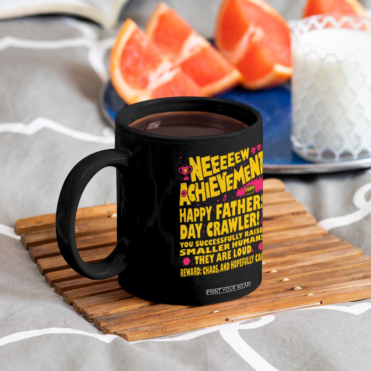 New Achievement Happy Fathers Day Crawler Coffee Mug Funny Gamer Dad LitRPG Gaming Milestone