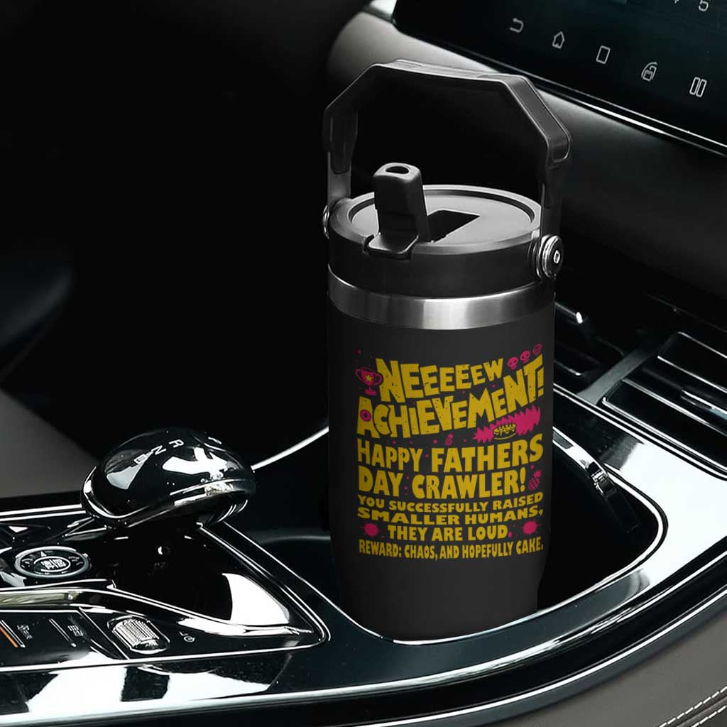 New Achievement Happy Fathers Day Crawler Flip Straw Tumbler Funny Gamer Dad LitRPG Gaming Milestone