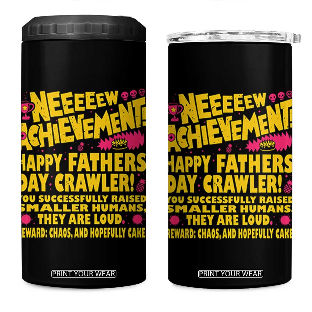 New Achievement Happy Fathers Day Crawler 4 in 1 Can Cooler Tumbler Funny Gamer Dad LitRPG Gaming Milestone