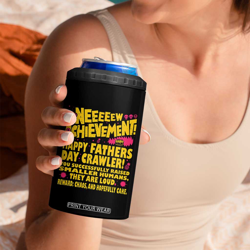 New Achievement Happy Fathers Day Crawler 4 in 1 Can Cooler Tumbler Funny Gamer Dad LitRPG Gaming Milestone