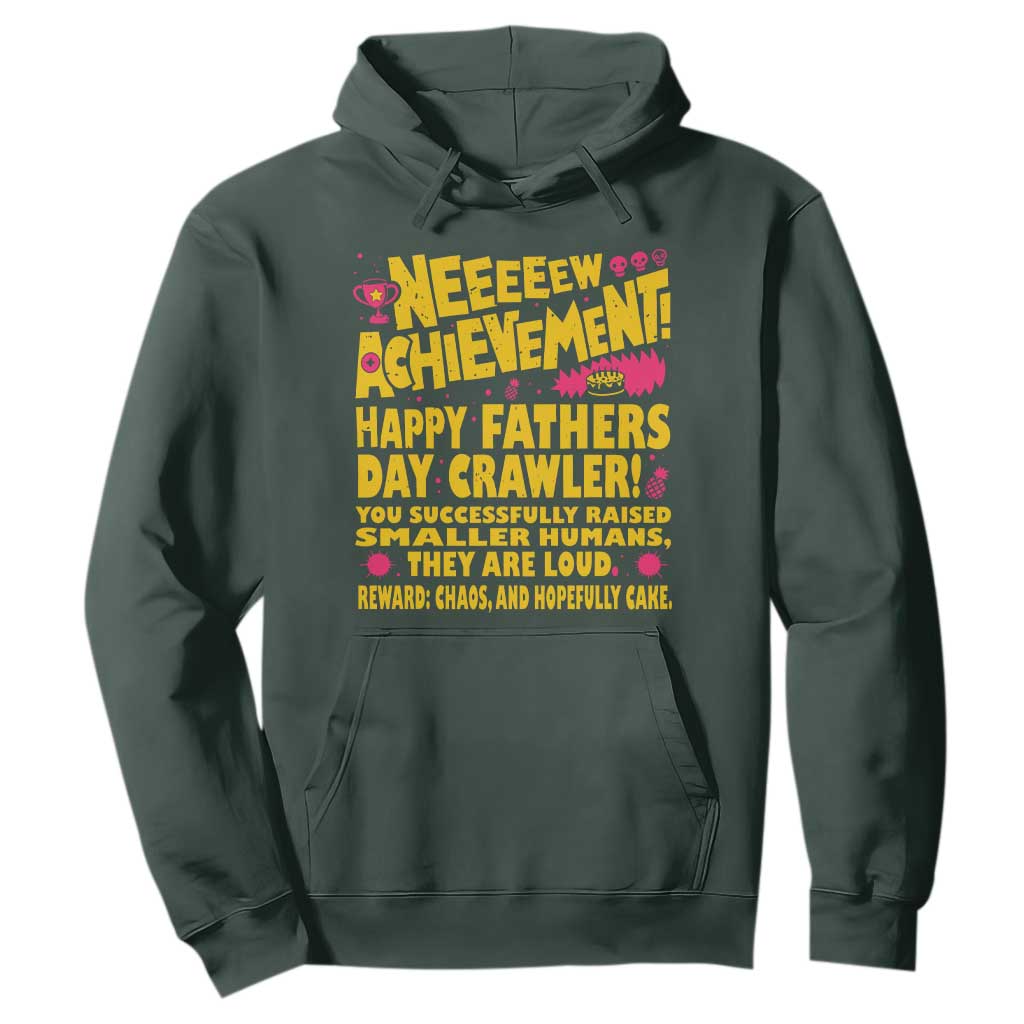 New Achievement Happy Fathers Day Crawler Hoodie Funny Gamer Dad LitRPG Gaming Milestone