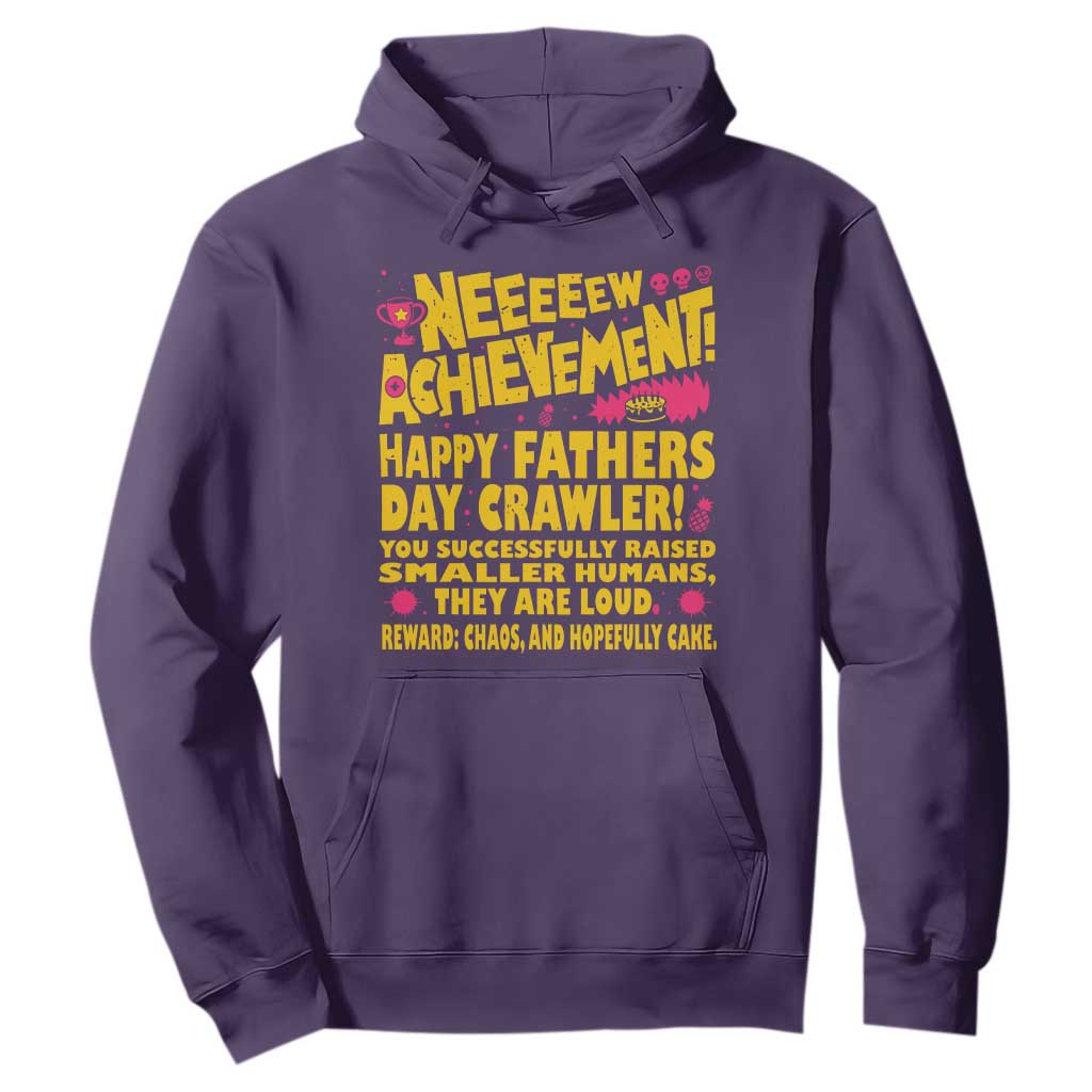 New Achievement Happy Fathers Day Crawler Hoodie Funny Gamer Dad LitRPG Gaming Milestone