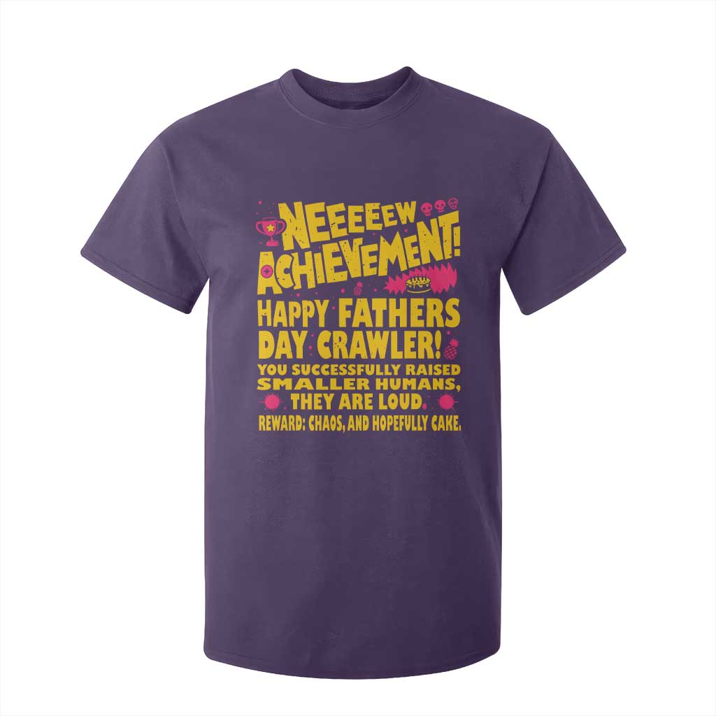 New Achievement Happy Fathers Day Crawler T Shirt For Kid Funny Gamer Dad LitRPG Gaming Milestone