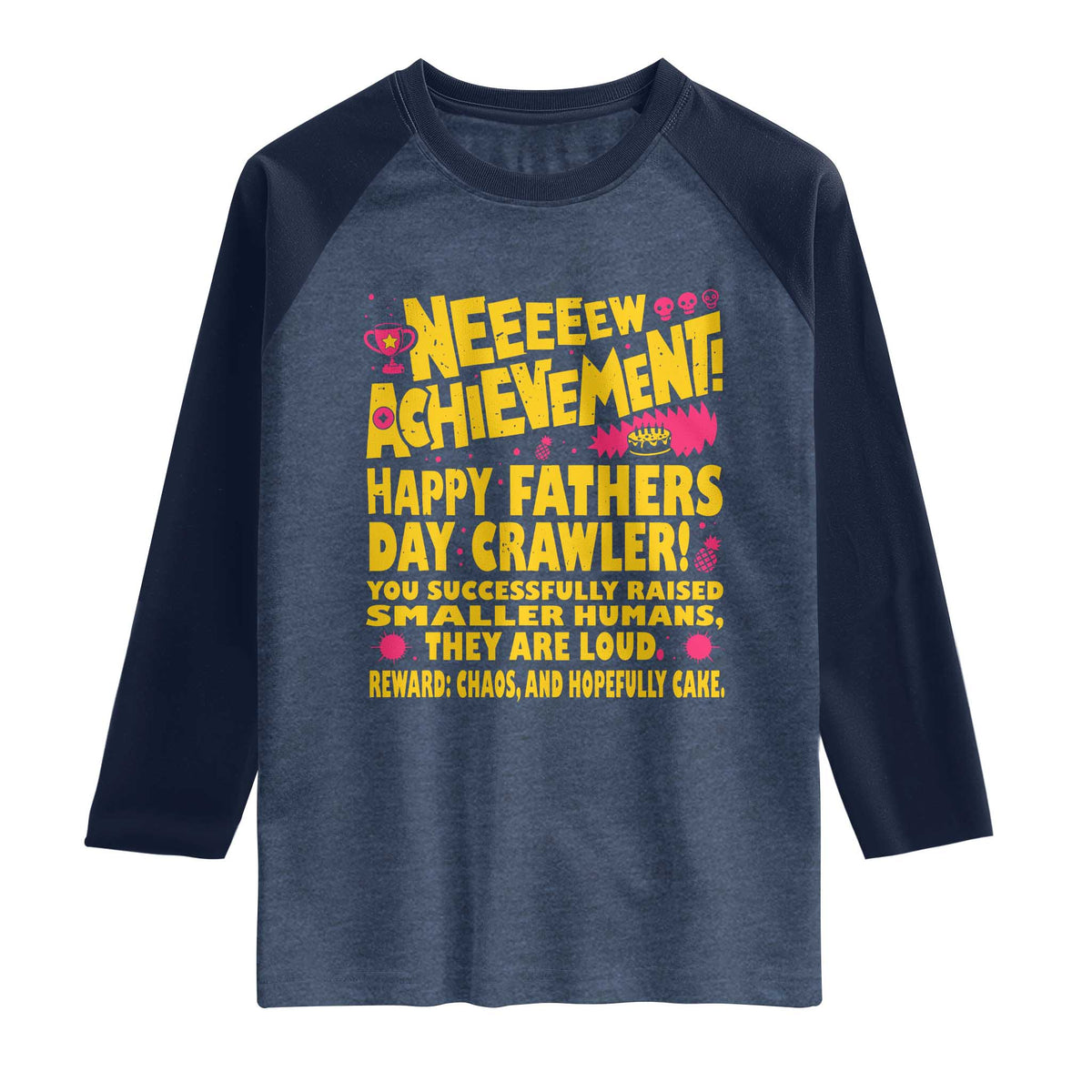 New Achievement Happy Fathers Day Crawler Raglan Shirt Funny Gamer Dad LitRPG Gaming Milestone