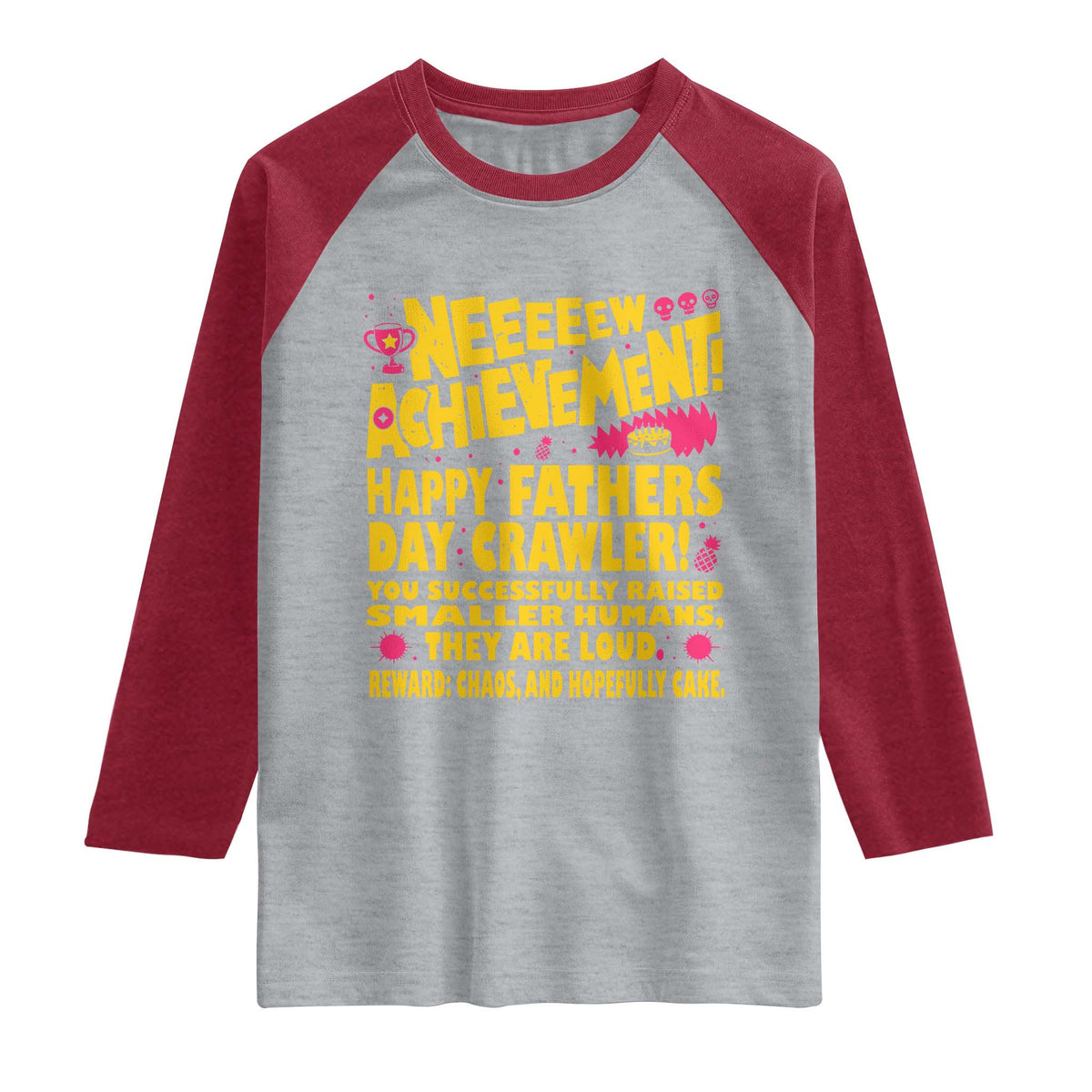 New Achievement Happy Fathers Day Crawler Raglan Shirt Funny Gamer Dad LitRPG Gaming Milestone