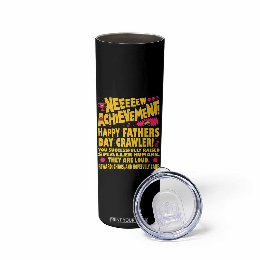 New Achievement Happy Fathers Day Crawler Skinny Tumbler Funny Gamer Dad LitRPG Gaming Milestone