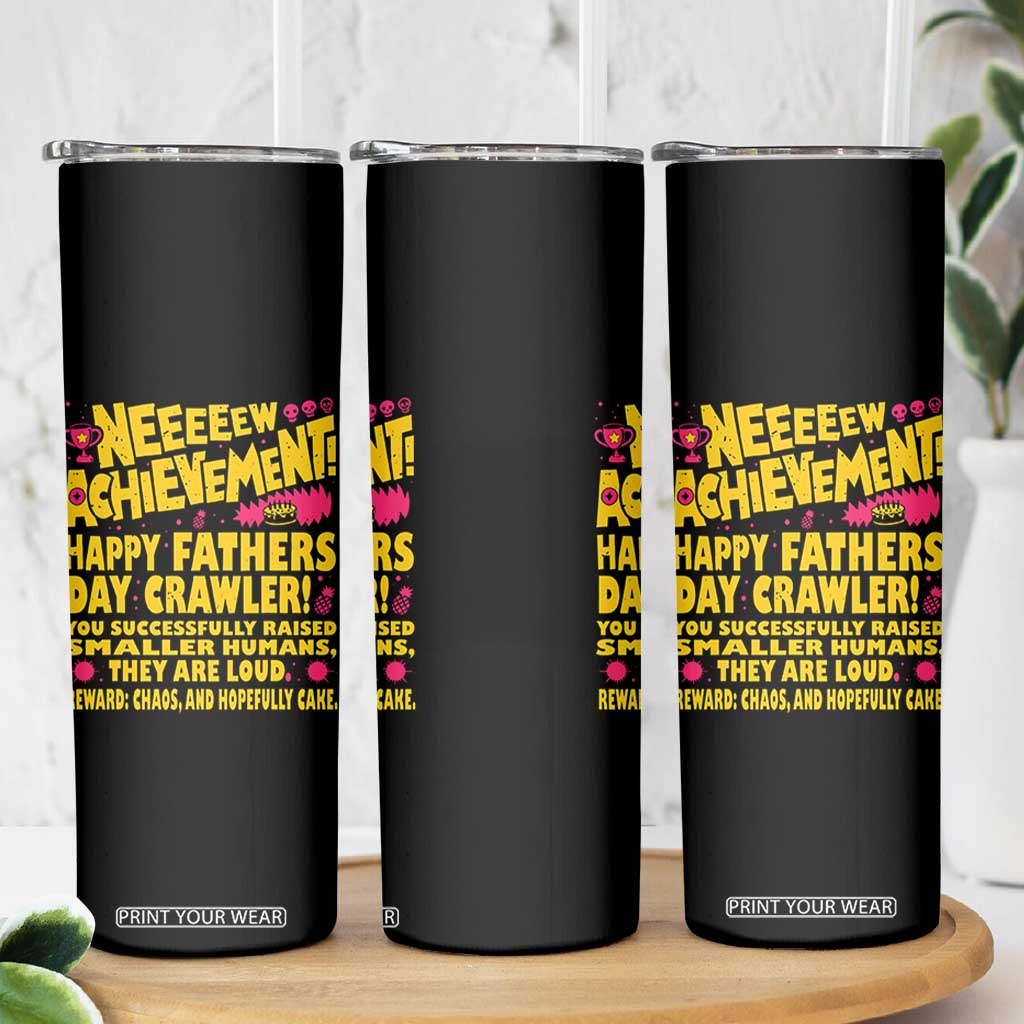 New Achievement Happy Fathers Day Crawler Skinny Tumbler Funny Gamer Dad LitRPG Gaming Milestone