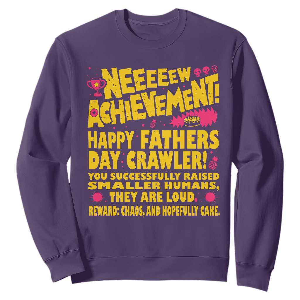 New Achievement Happy Fathers Day Crawler Sweatshirt Funny Gamer Dad LitRPG Gaming Milestone