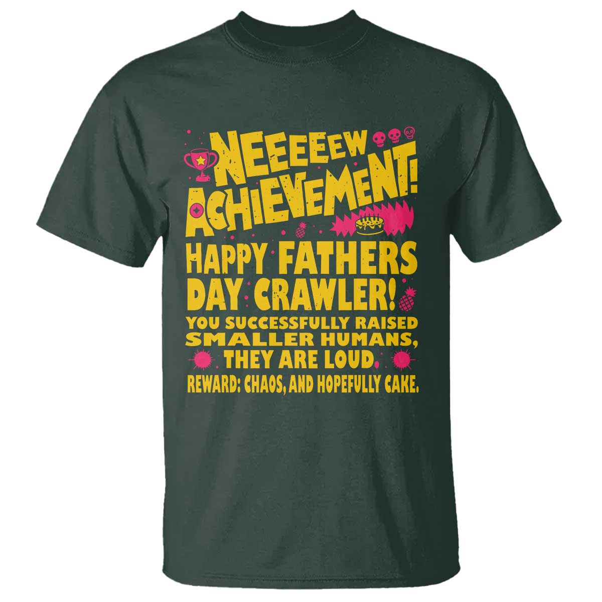 New Achievement Happy Fathers Day Crawler T Shirt Funny Gamer Dad LitRPG Gaming Milestone
