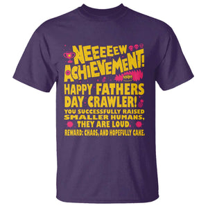 New Achievement Happy Fathers Day Crawler T Shirt Funny Gamer Dad LitRPG Gaming Milestone