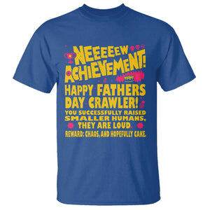 New Achievement Happy Fathers Day Crawler T Shirt Funny Gamer Dad LitRPG Gaming Milestone