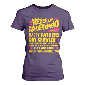 New Achievement Happy Fathers Day Crawler T Shirt For Women Funny Gamer Dad LitRPG Gaming Milestone