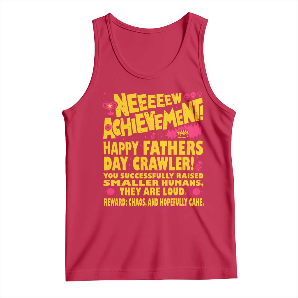 New Achievement Happy Fathers Day Crawler Tank Top Funny Gamer Dad LitRPG Gaming Milestone