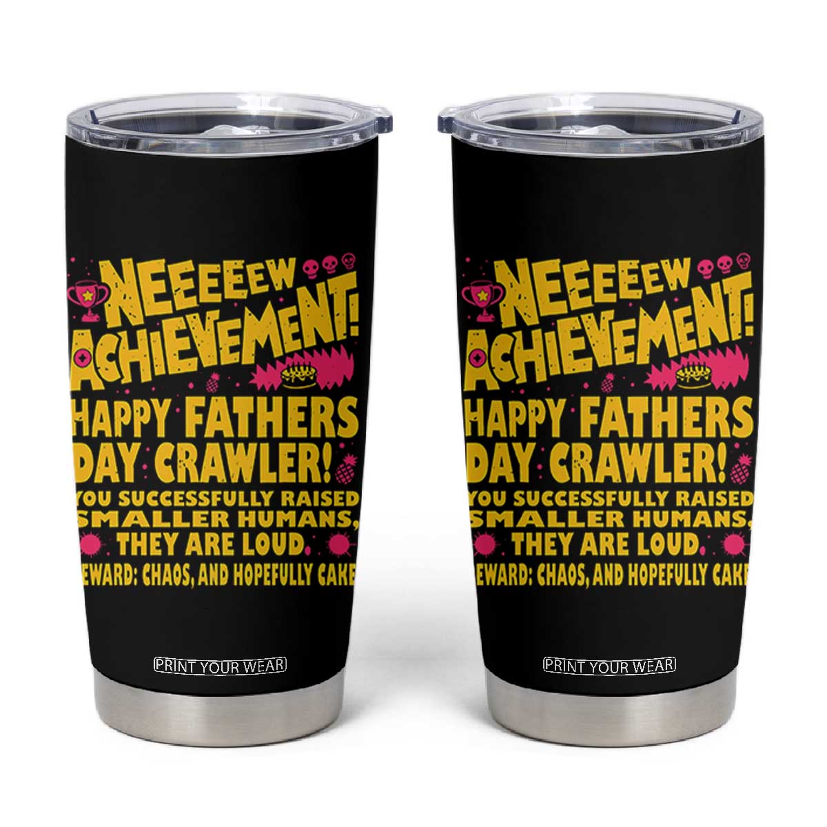 New Achievement Happy Fathers Day Crawler Tumbler Cup Funny Gamer Dad LitRPG Gaming Milestone