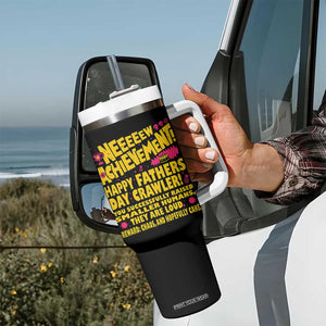 New Achievement Happy Fathers Day Crawler Tumbler With Handle Funny Gamer Dad LitRPG Gaming Milestone