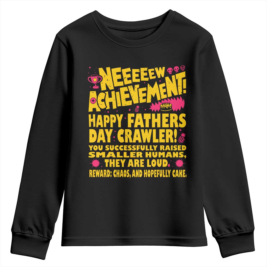 New Achievement Happy Fathers Day Crawler Youth Sweatshirt Funny Gamer Dad LitRPG Gaming Milestone