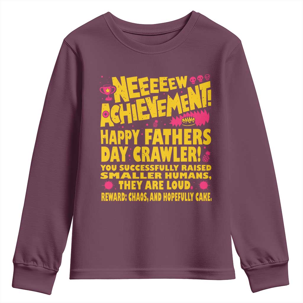 New Achievement Happy Fathers Day Crawler Youth Sweatshirt Funny Gamer Dad LitRPG Gaming Milestone