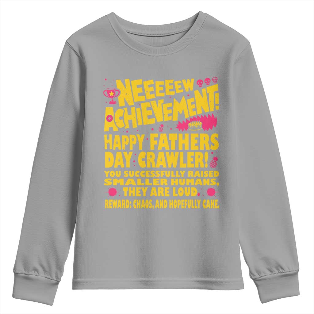 New Achievement Happy Fathers Day Crawler Youth Sweatshirt Funny Gamer Dad LitRPG Gaming Milestone