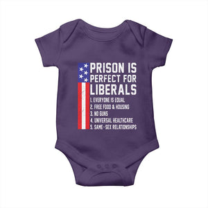 Prison Is Perfect For Liberals Baby Onesie Distressed American Flag Conservative Humor