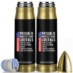 Prison Is Perfect For Liberals Bullet Tumbler Distressed American Flag Conservative Humor