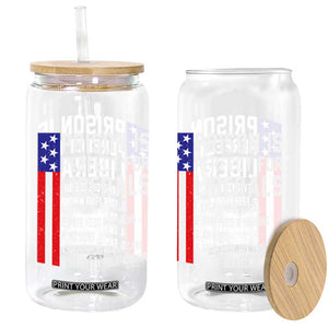 Prison Is Perfect For Liberals Glass Can Distressed American Flag Conservative Humor