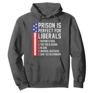 Prison Is Perfect For Liberals Hoodie Distressed American Flag Conservative Humor