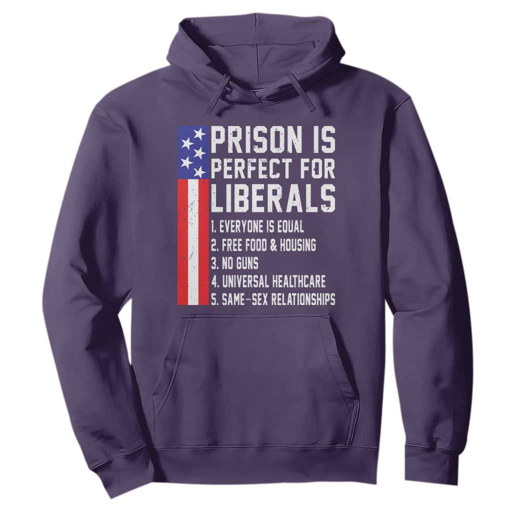 Prison Is Perfect For Liberals Hoodie Distressed American Flag Conservative Humor