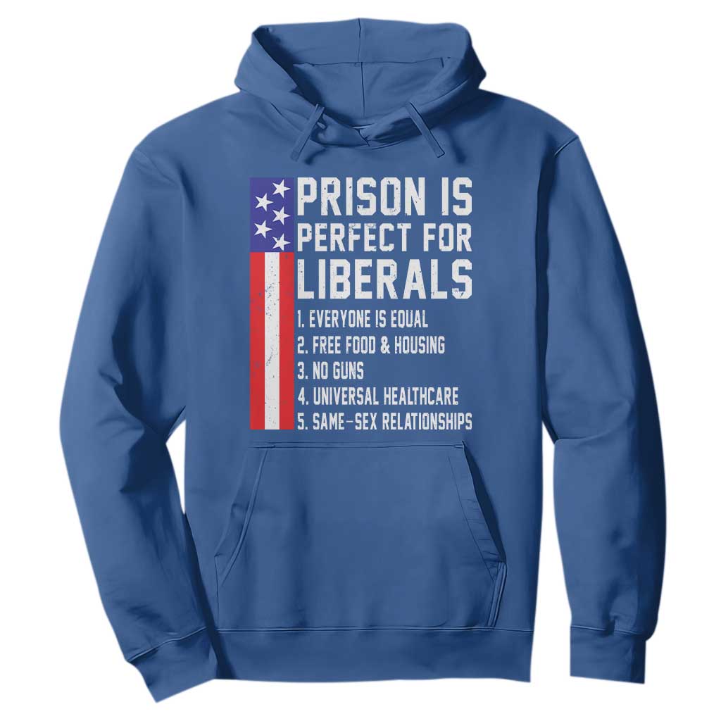 Prison Is Perfect For Liberals Hoodie Distressed American Flag Conservative Humor
