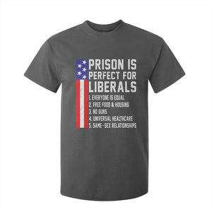Prison Is Perfect For Liberals T Shirt For Kid Distressed American Flag Conservative Humor