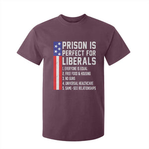 Prison Is Perfect For Liberals T Shirt For Kid Distressed American Flag Conservative Humor