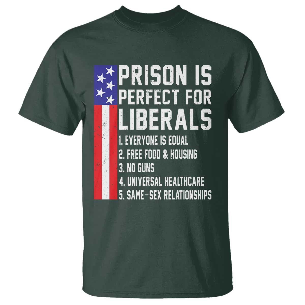 Prison Is Perfect For Liberals T Shirt Distressed American Flag Conservative Humor