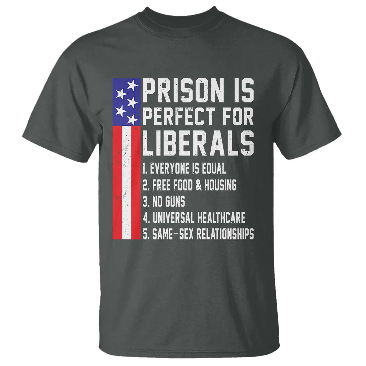 Prison Is Perfect For Liberals T Shirt Distressed American Flag Conservative Humor