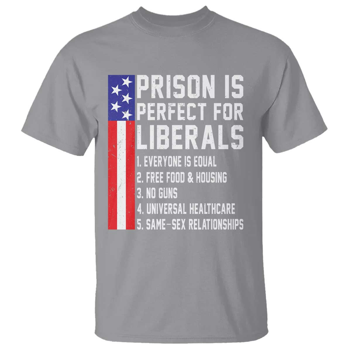 Prison Is Perfect For Liberals T Shirt Distressed American Flag Conservative Humor