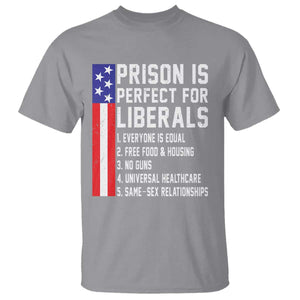 Prison Is Perfect For Liberals T Shirt Distressed American Flag Conservative Humor