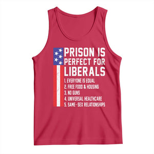 Prison Is Perfect For Liberals Tank Top Distressed American Flag Conservative Humor
