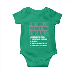 Prison Is Perfect For Liberals Baby Onesie Satirical List Retro Grunge Conservative Humor