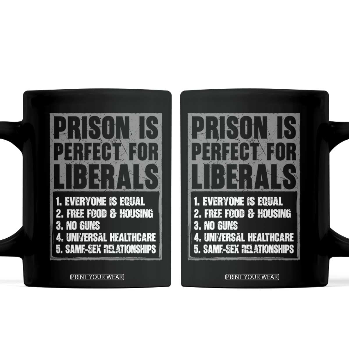 Prison Is Perfect For Liberals Coffee Mug Satirical List Retro Grunge Conservative Humor