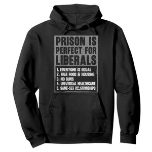 Prison Is Perfect For Liberals Hoodie Satirical List Retro Grunge Conservative Humor