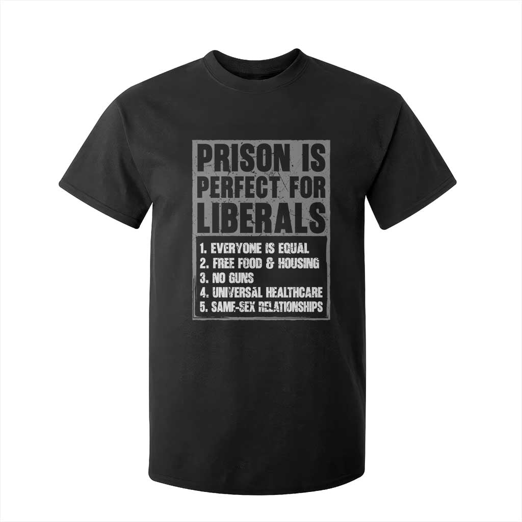 Prison Is Perfect For Liberals T Shirt For Kid Satirical List Retro Grunge Conservative Humor