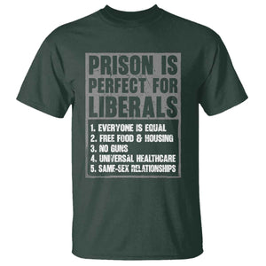 Prison Is Perfect For Liberals T Shirt Satirical List Retro Grunge Conservative Humor