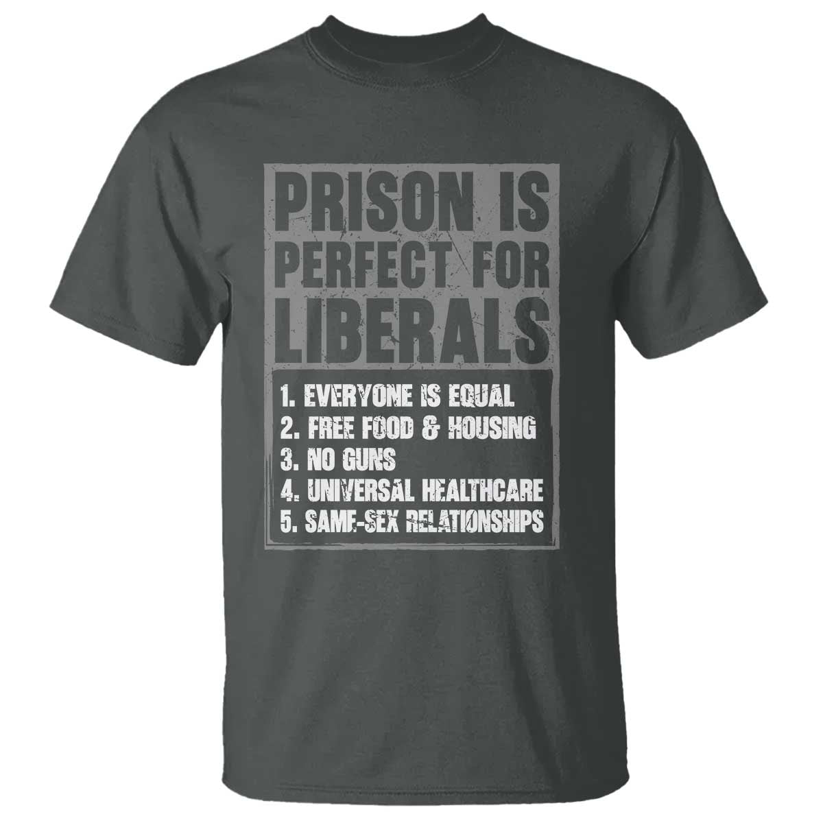 Prison Is Perfect For Liberals T Shirt Satirical List Retro Grunge Conservative Humor