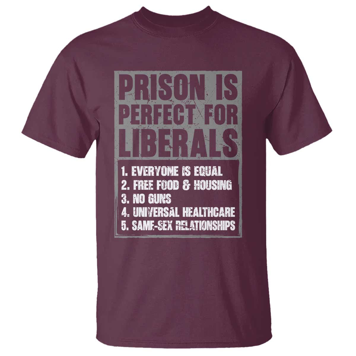 Prison Is Perfect For Liberals T Shirt Satirical List Retro Grunge Conservative Humor