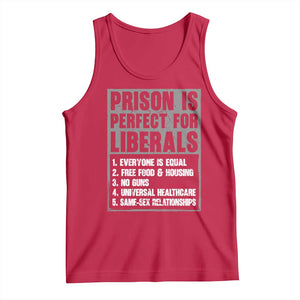 Prison Is Perfect For Liberals Tank Top Satirical List Retro Grunge Conservative Humor