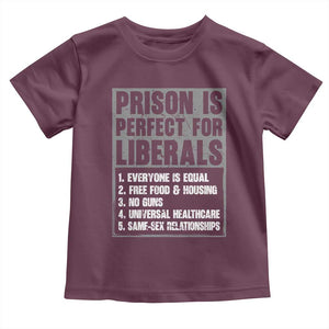 Prison Is Perfect For Liberals Toddler T Shirt Satirical List Retro Grunge Conservative Humor