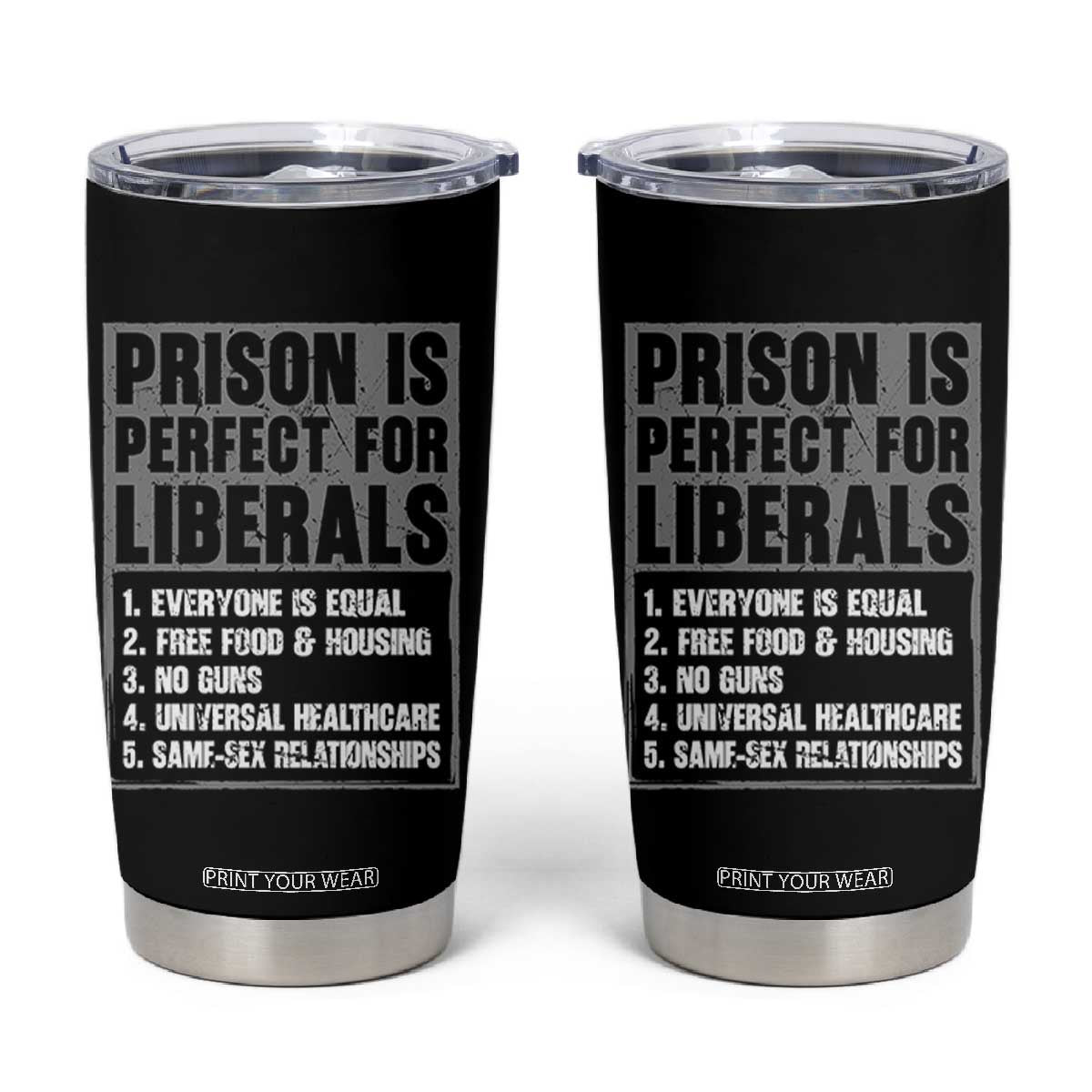 Prison Is Perfect For Liberals Tumbler Cup Satirical List Retro Grunge Conservative Humor